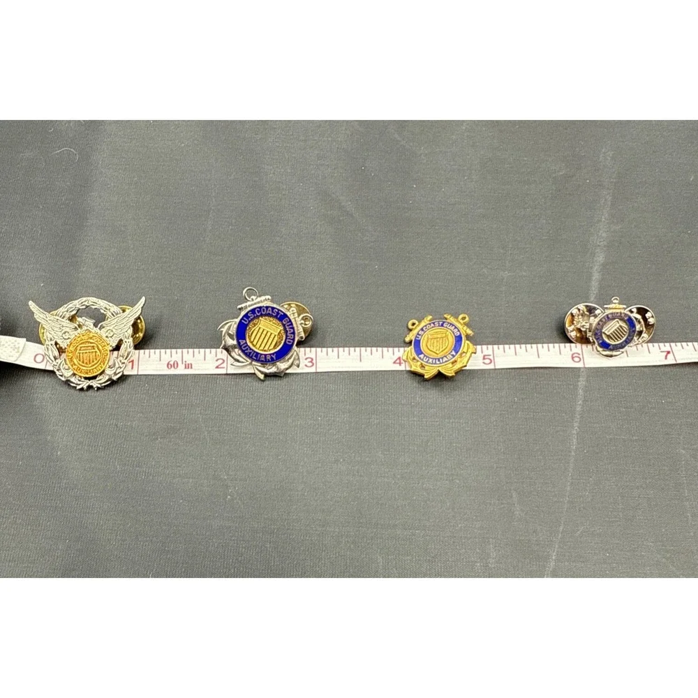 LOT-US Coast Guard Auxillary Lapel Pin Silver &‎ Gold Tone, cufflinks, tie tacks